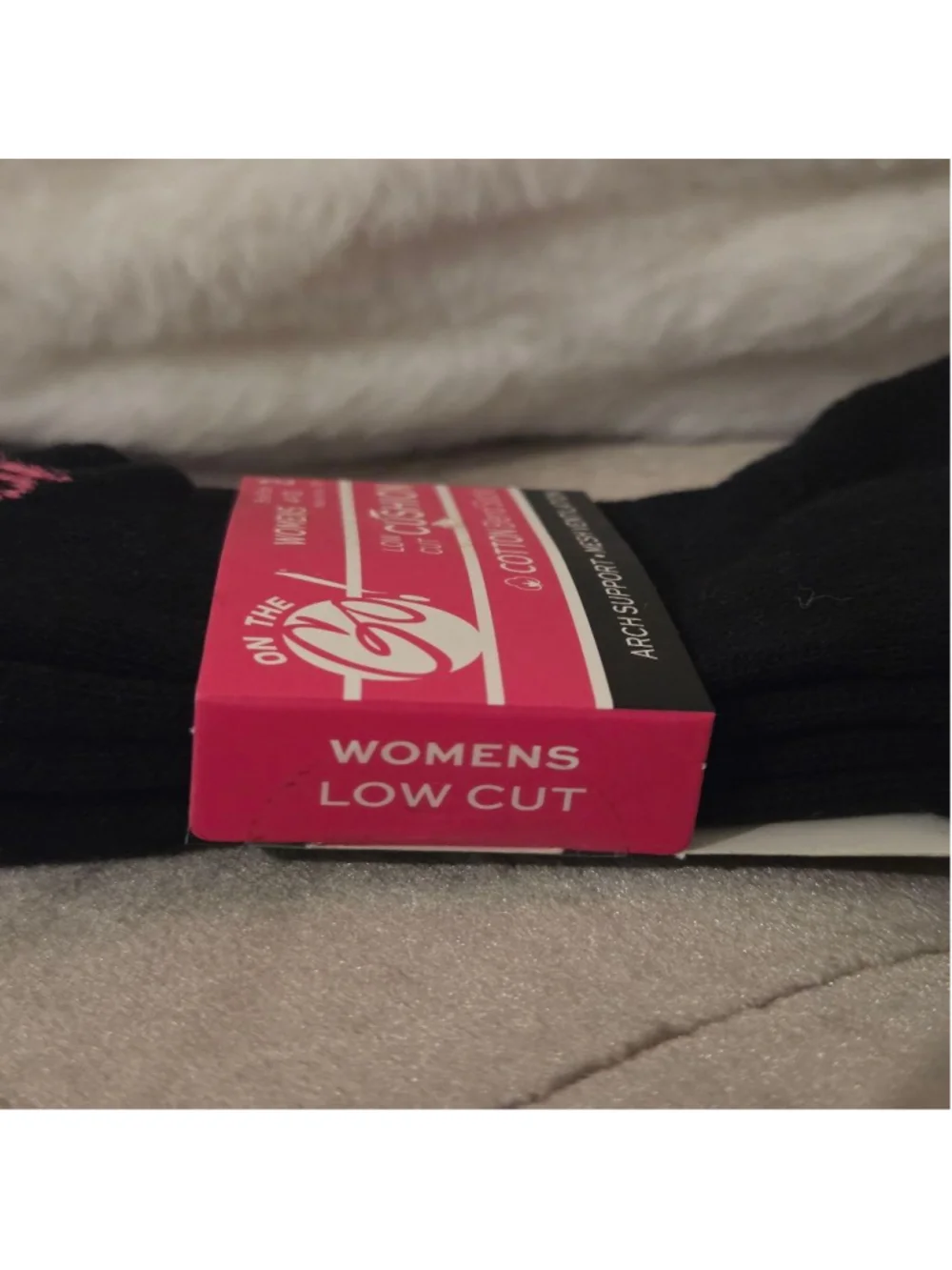 Women's On The Go! Black Low Cut Cushion Cotton Blend Socks